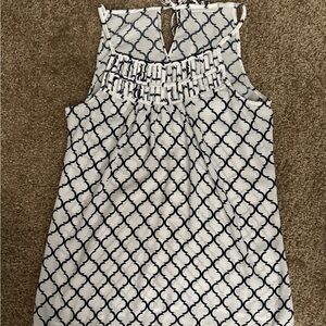 NWOT New York & Company Elegant Navy and White Patterned Women's Top